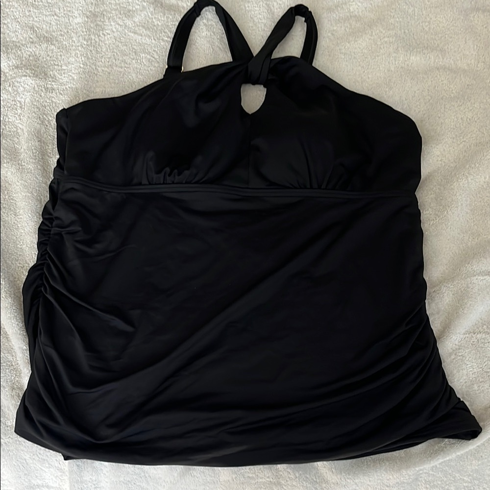 Stylish Black Ruched Swim Top
